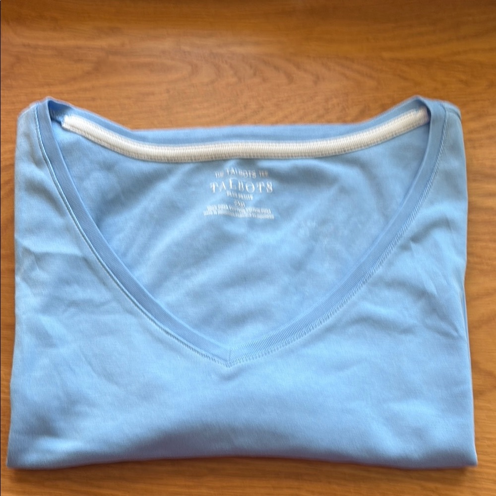 Talbots Sky Blue V-Neck Tee